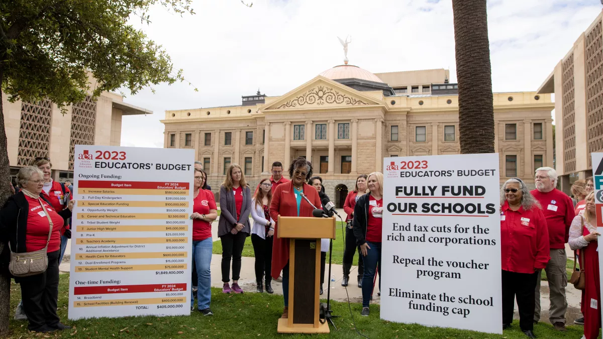 Press conference at the state capitol