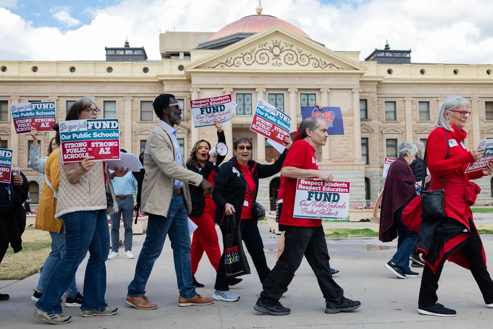 AEA Advocates Marching at the State Capitol