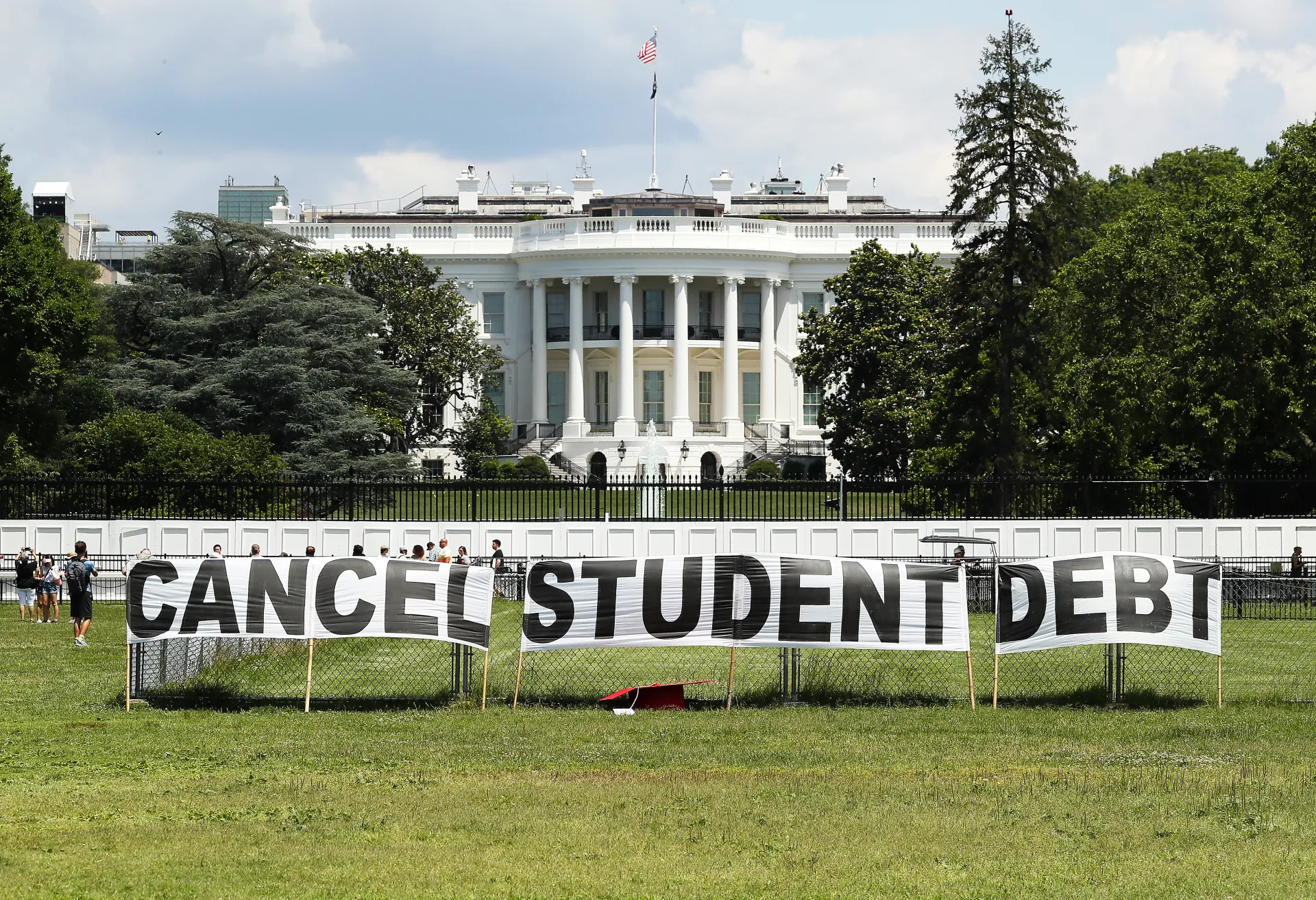 Cancel student debt sign outside U.S. White House